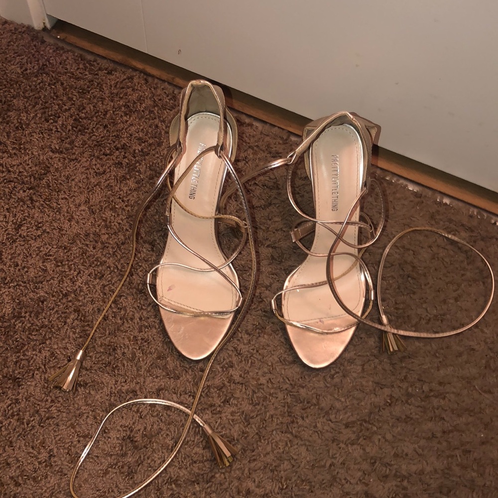 Rose gold lace up heels!